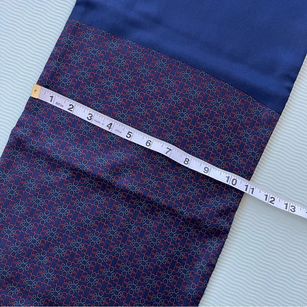 Hermes Paris Silk/Wool/Cashmere Navy Blue Jacquard Scarf